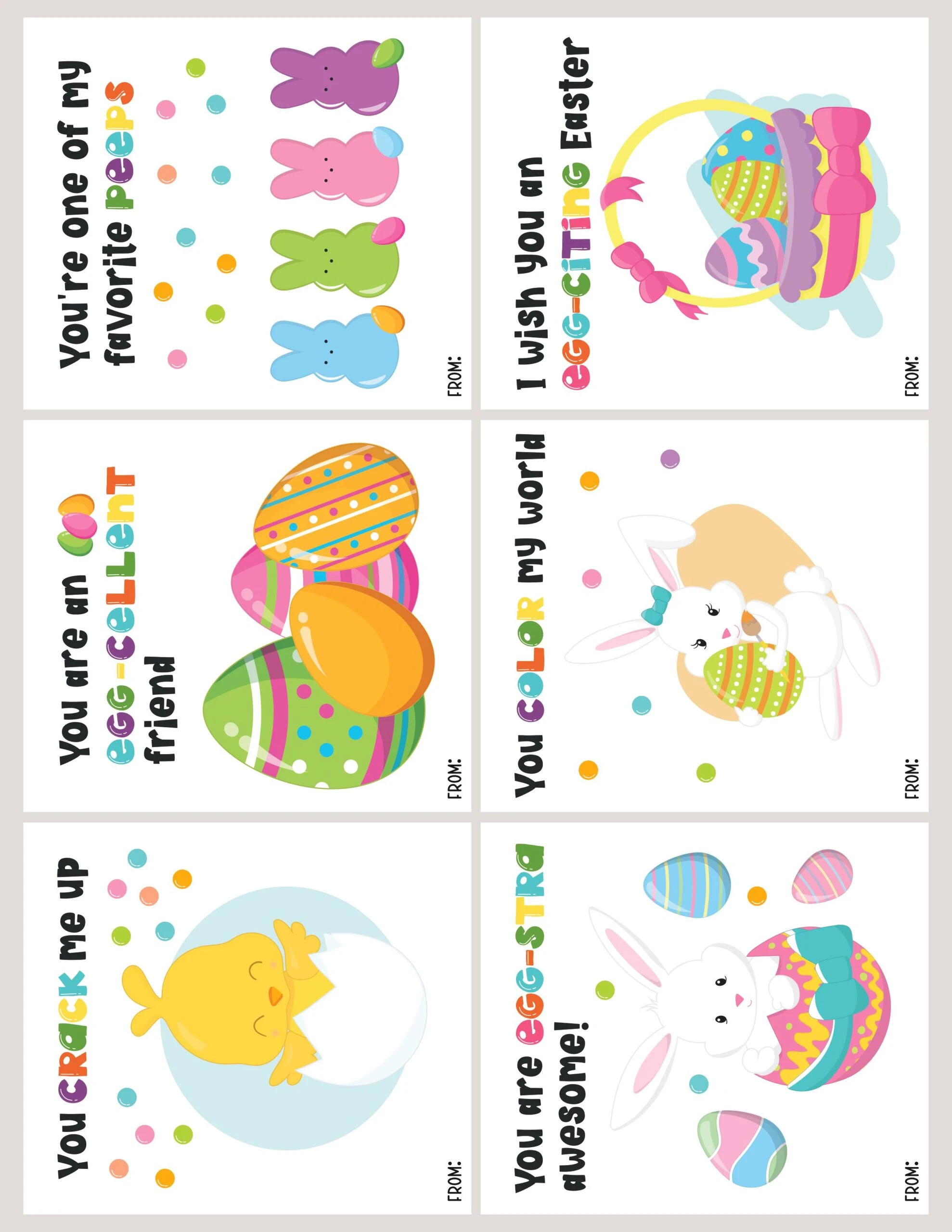 printable pdf with kids Easter cards.