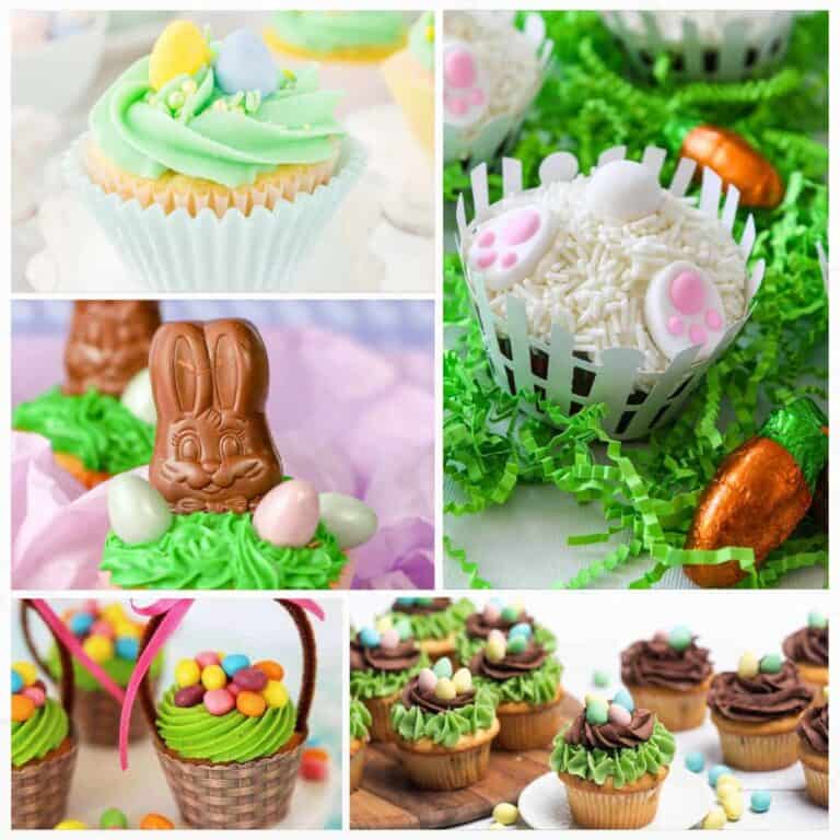 collage with Easter cupcakes