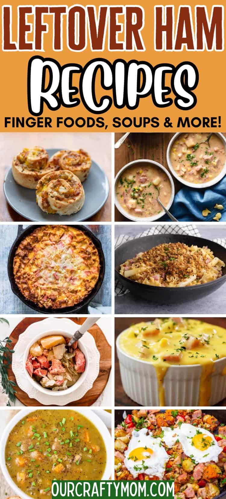 Collage with text leftover ham recipes