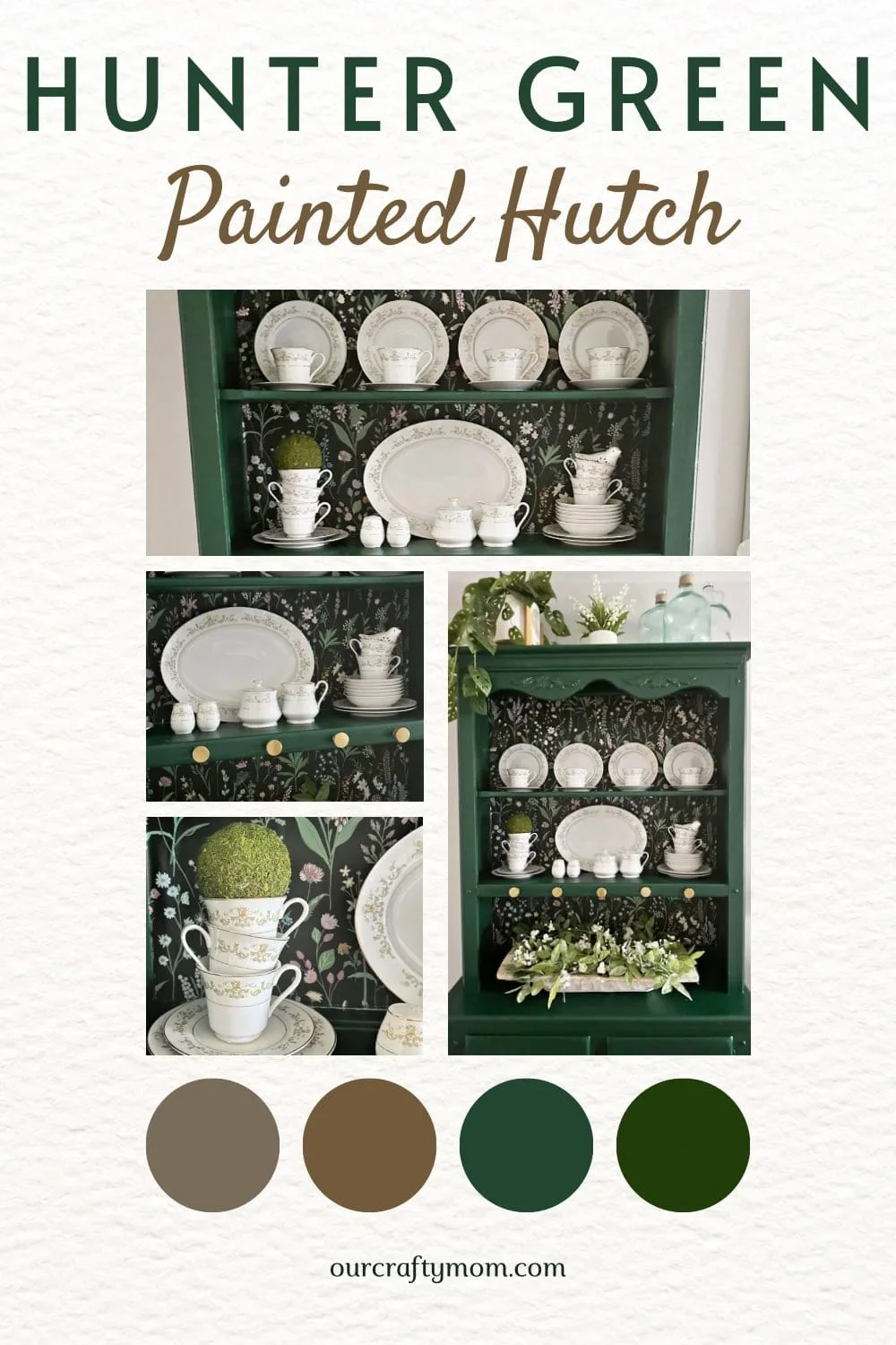 pin collage with hunter green painted hutch