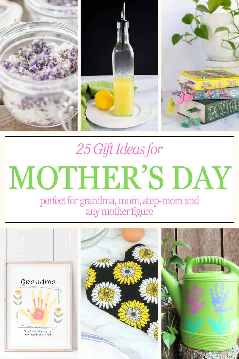 mother's day gifts collage with 6 images
