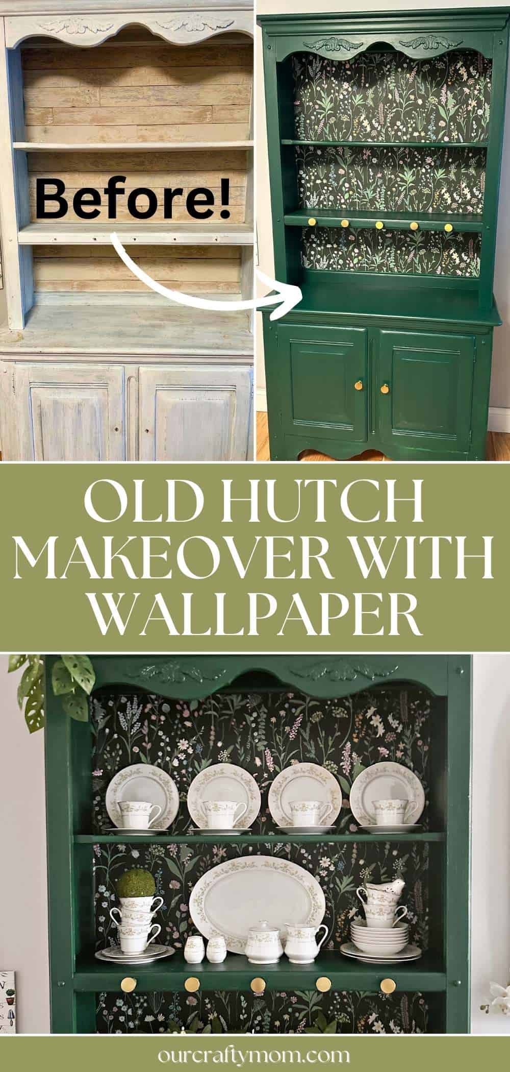 chrome green by benjamin moore and peel and stick wallpaper on hutch