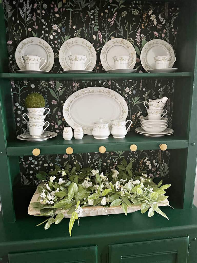 painted hutch chrome green by benjamin moore