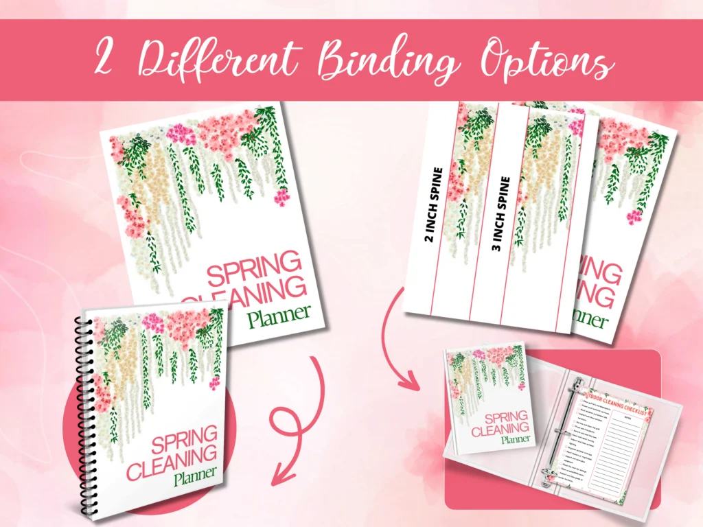 spring cleaning printable with 2 binding options.