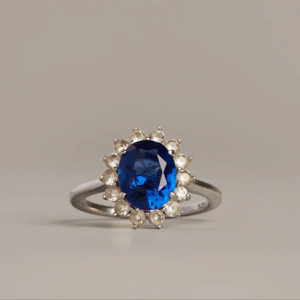 center view of sapphire ring