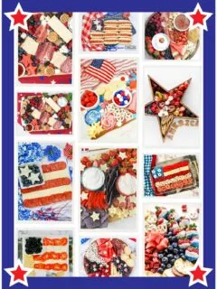 collage with 10 fourth of july charcuterie board images