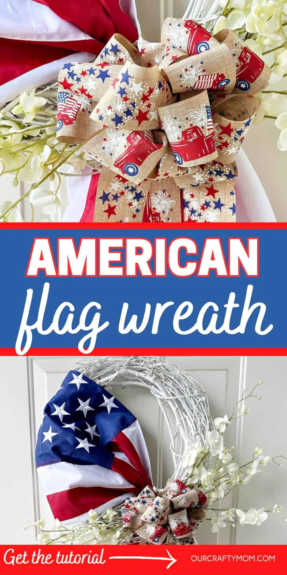 American flag wreath collage with 2 images