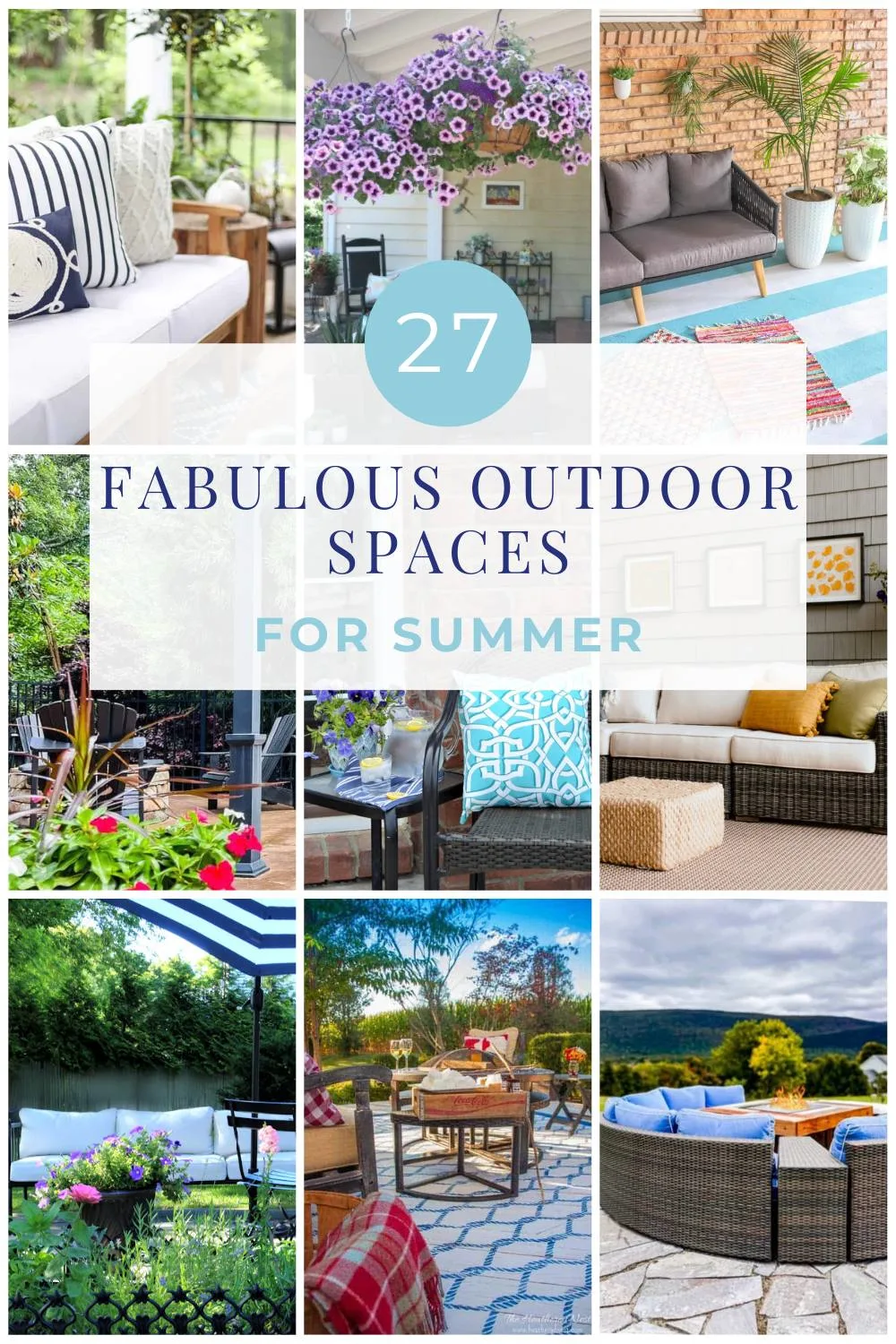 9 image collage with home decorating ideas for summer.