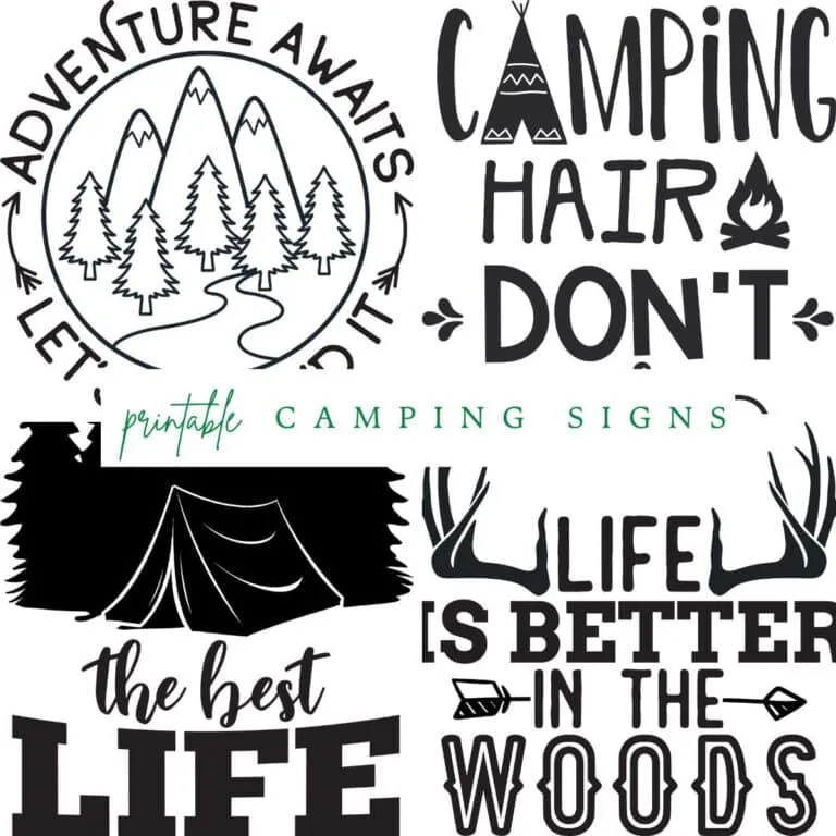set of 4 camping signs to print