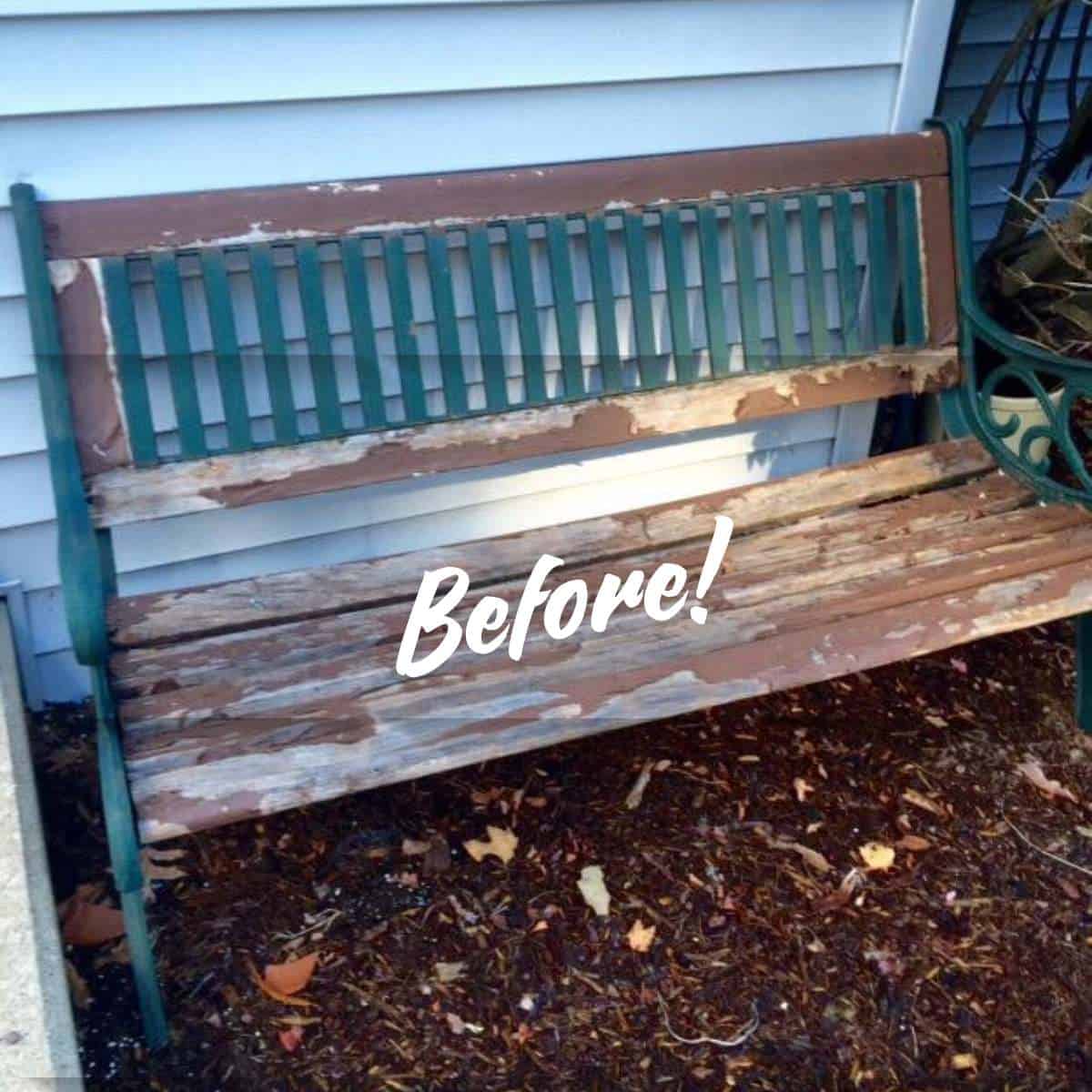 garden bench before makeover