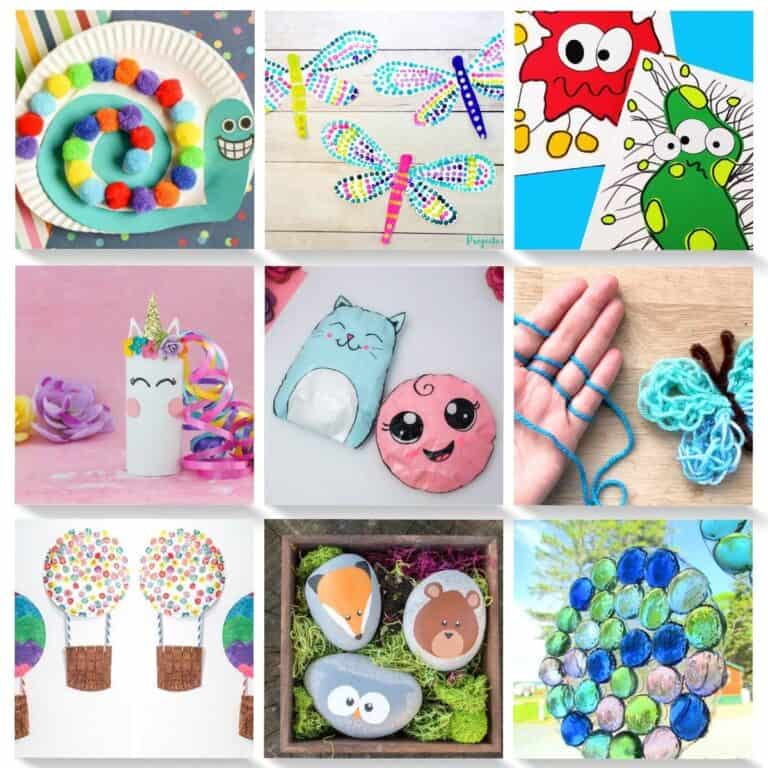 collage with 9 kids craft ideas