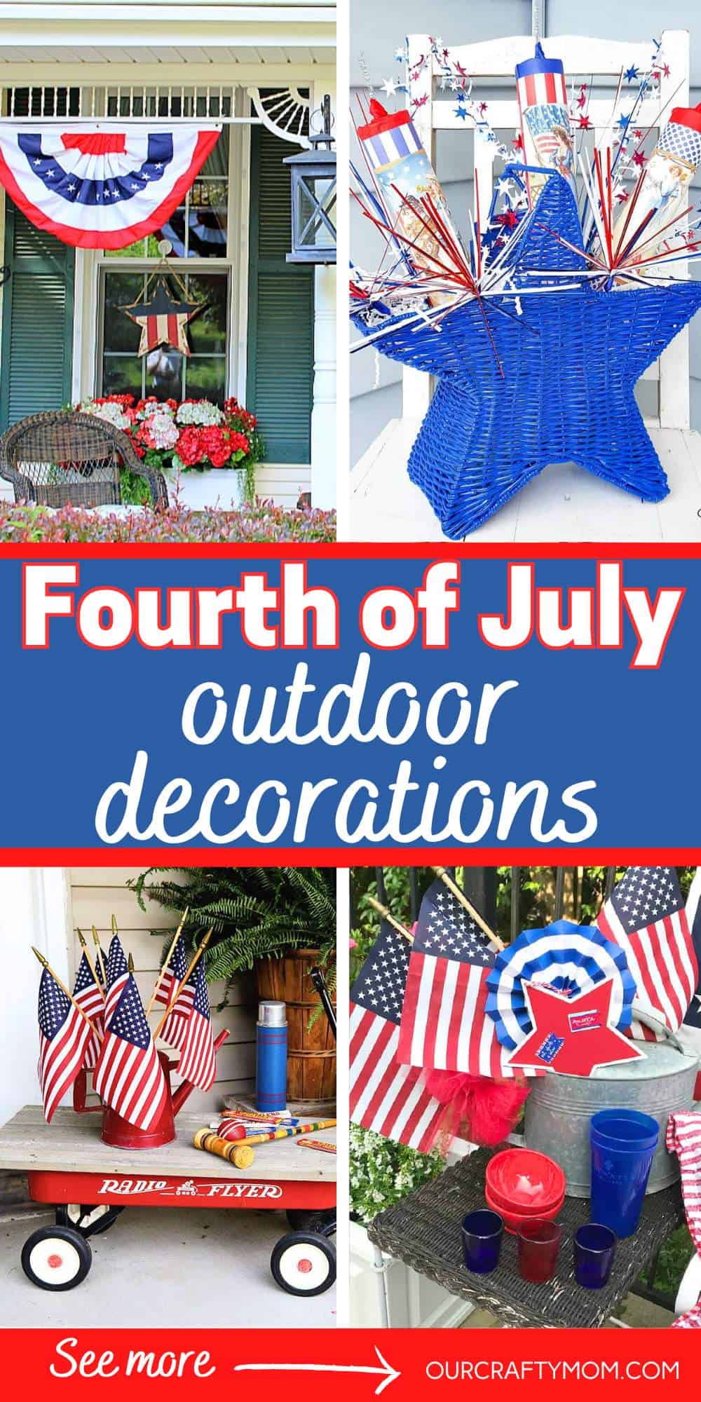 collage with 4 4th of july decorations