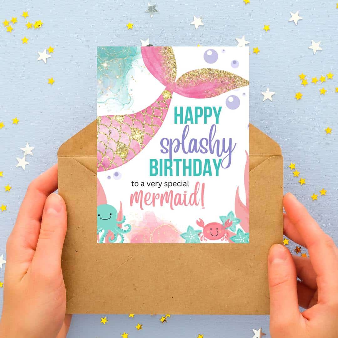 mermaid birthday card mock up