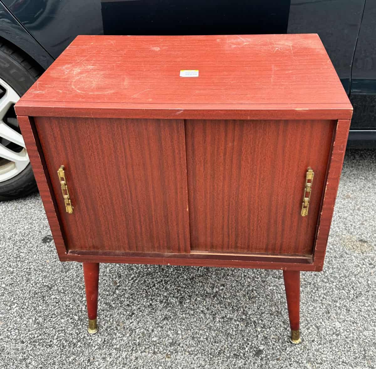 mid century modern record player cabinet before 