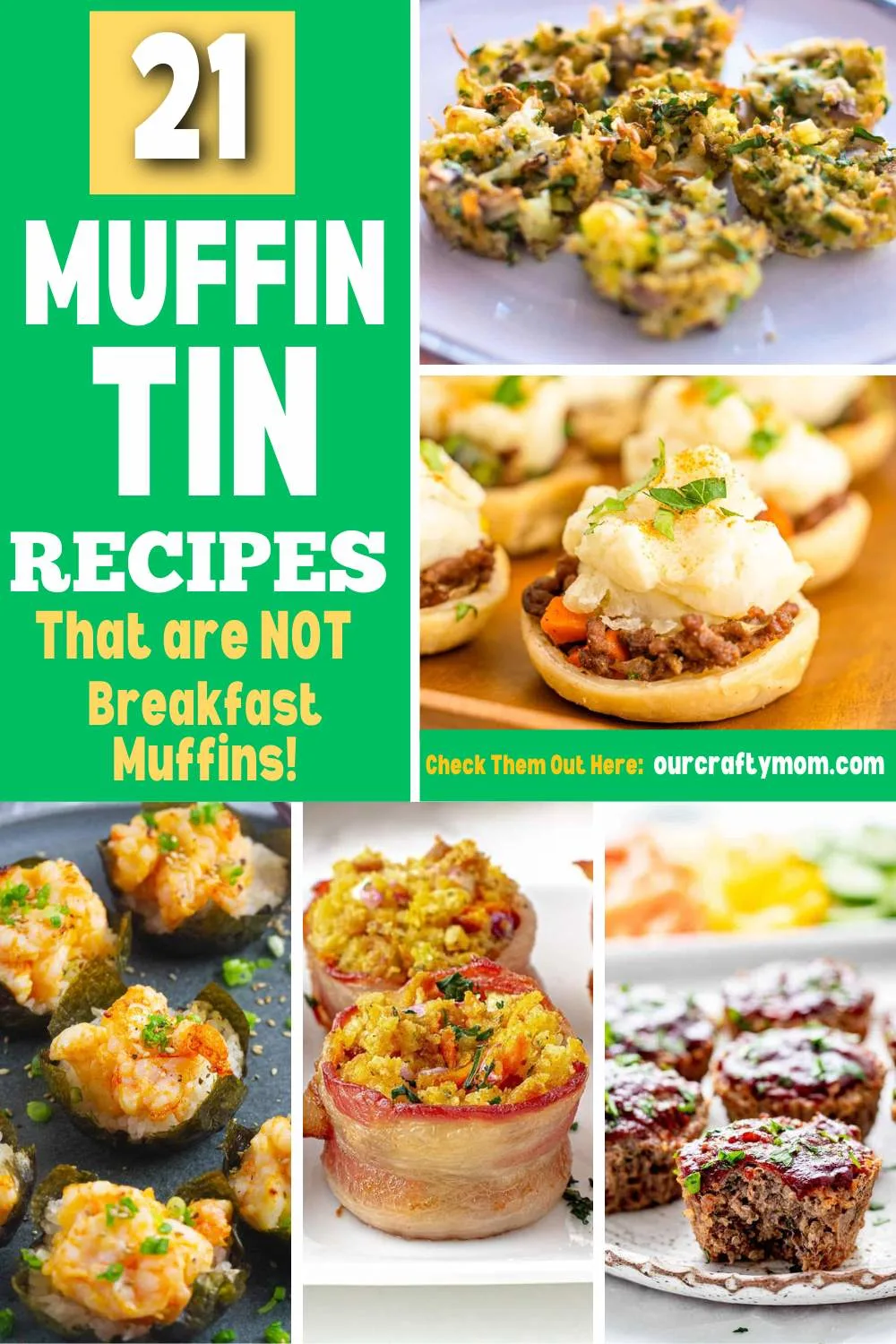 collage with 5 images with muffin tin recipes with text overlay