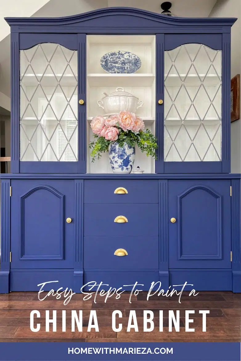 blue painted china cabinet