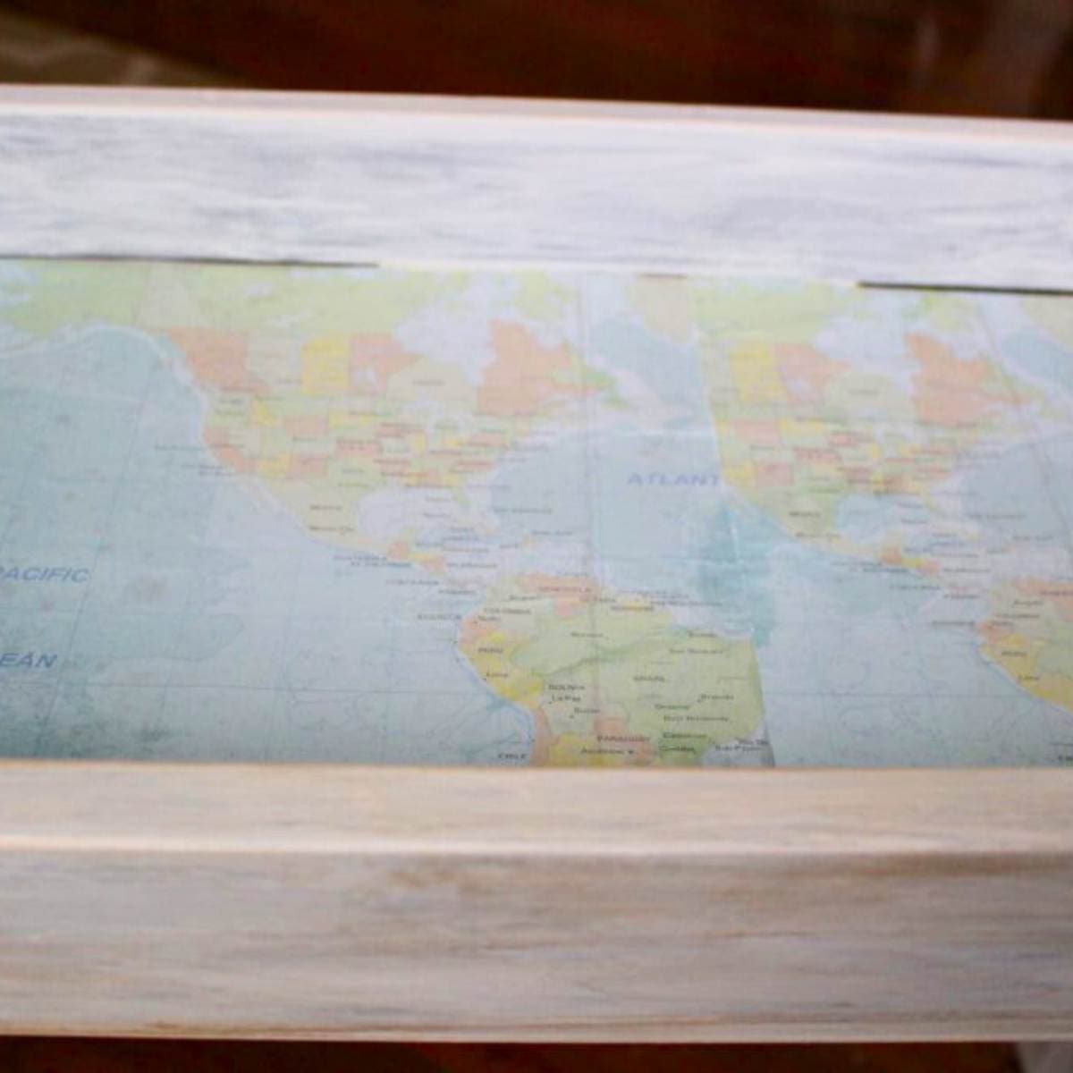 map paper in shadow box