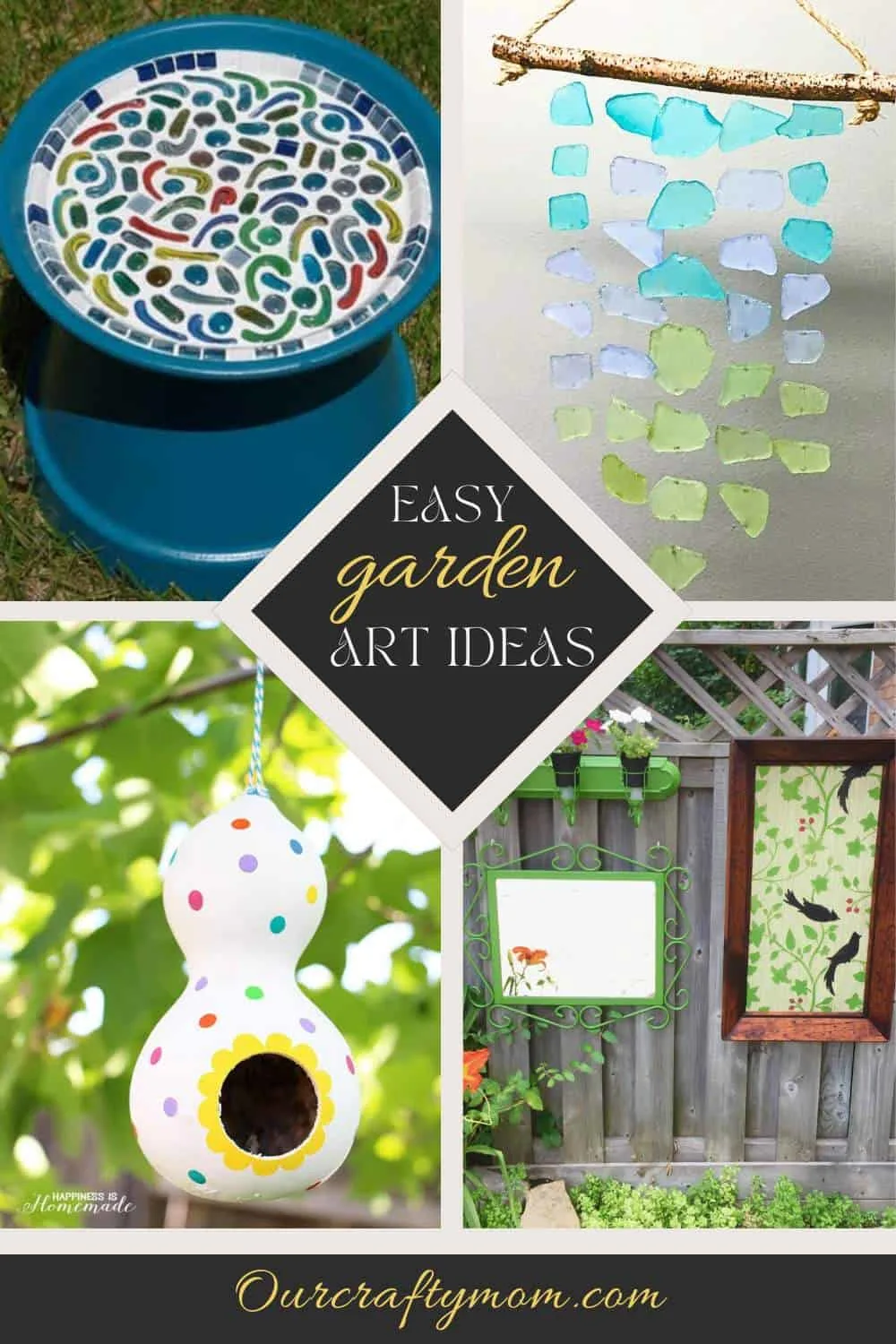 collage with 4 images diy garden art with text overlay