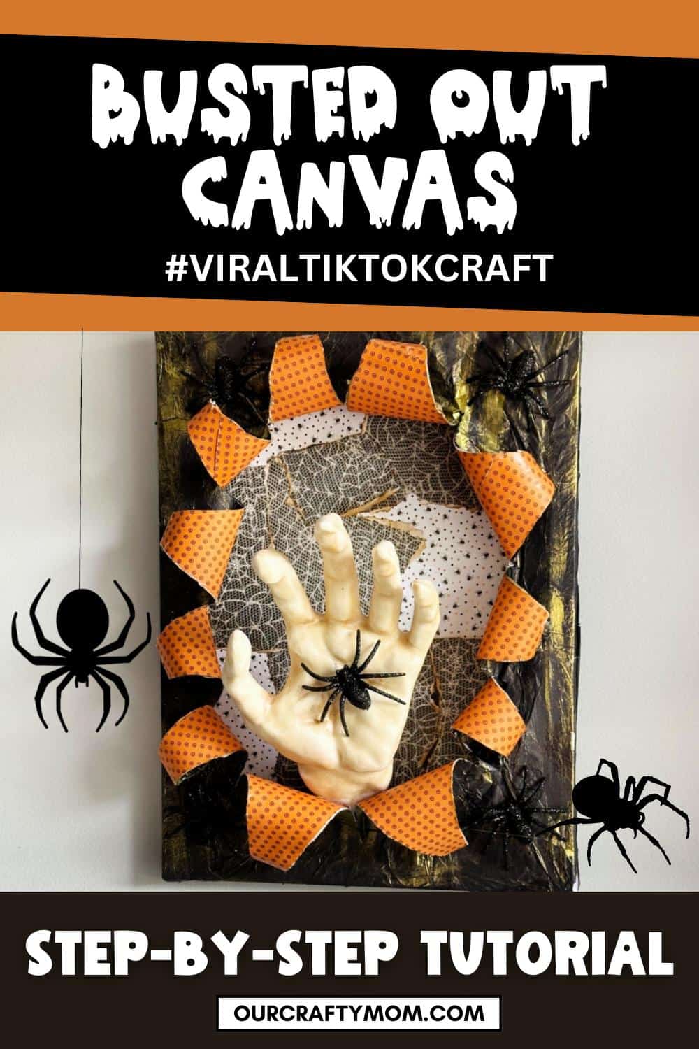 halloween canvas art with busted canvas technique