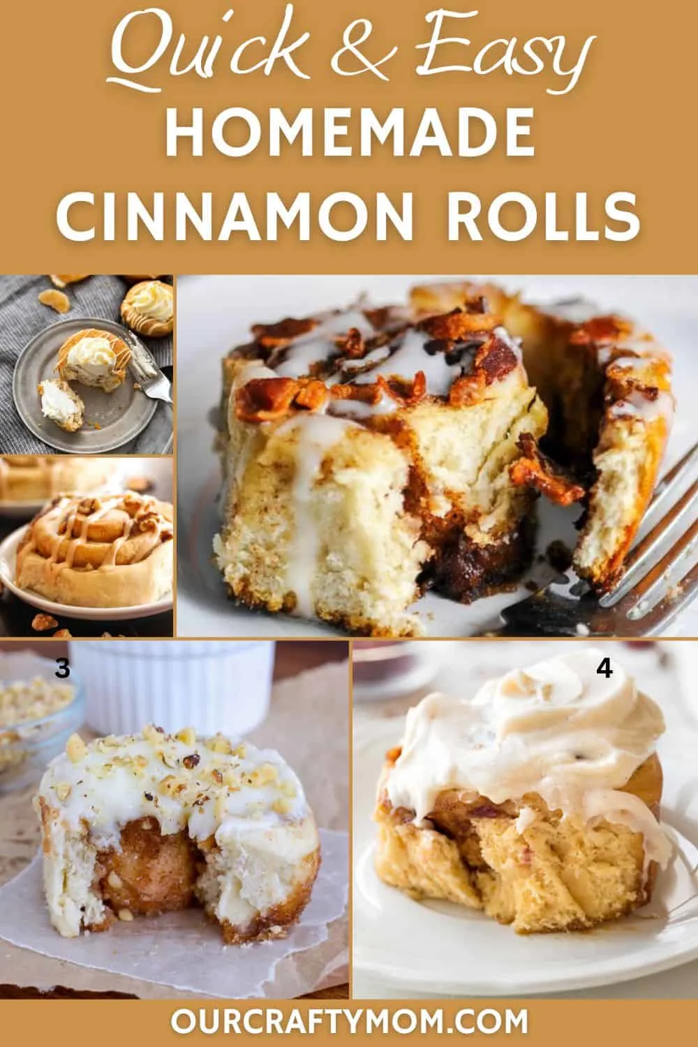 collage homemade cinnamon rolls