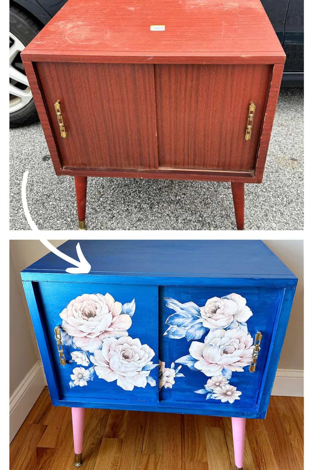 before and after thrift store cabinet