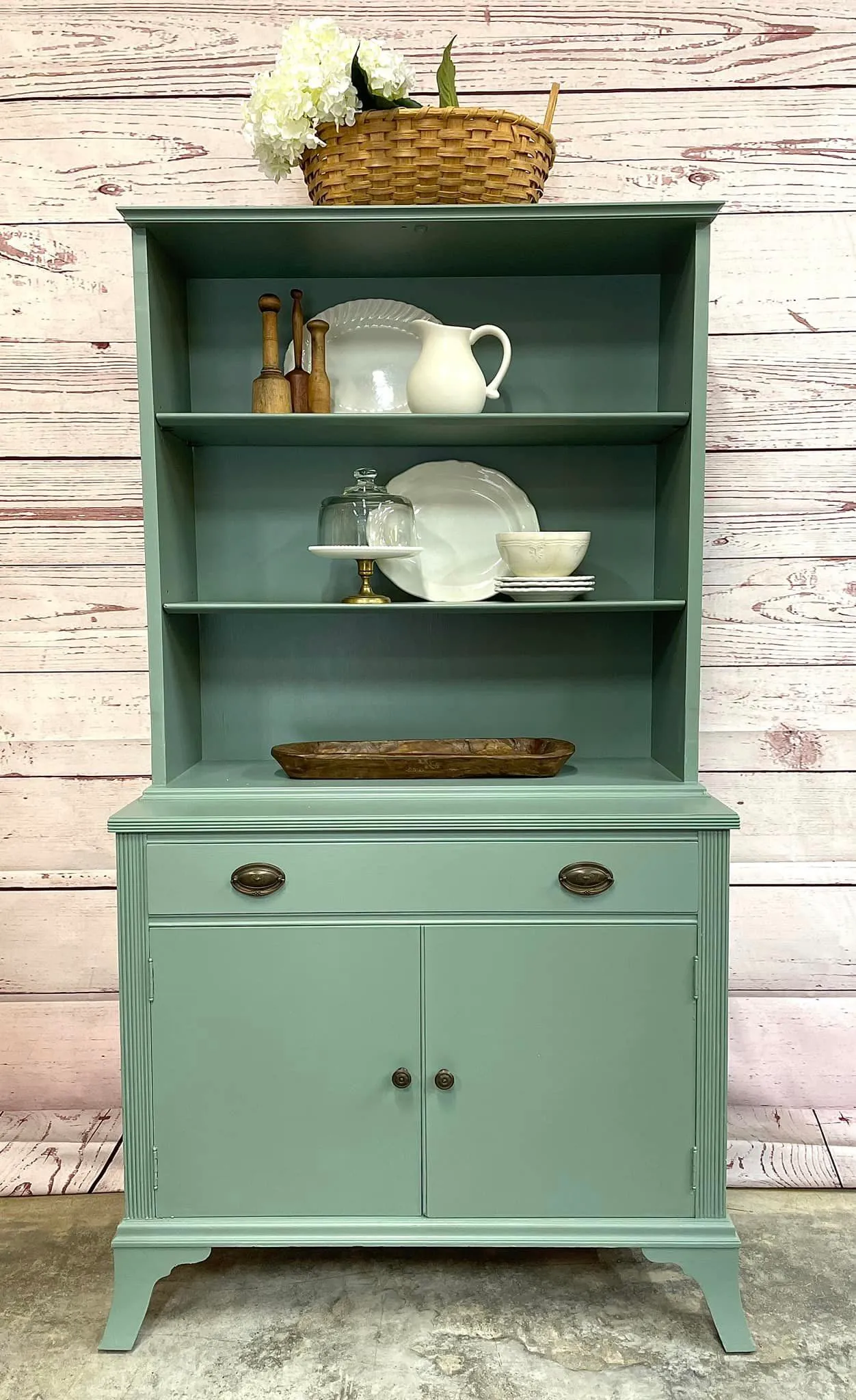 soft green wooden hutch diy