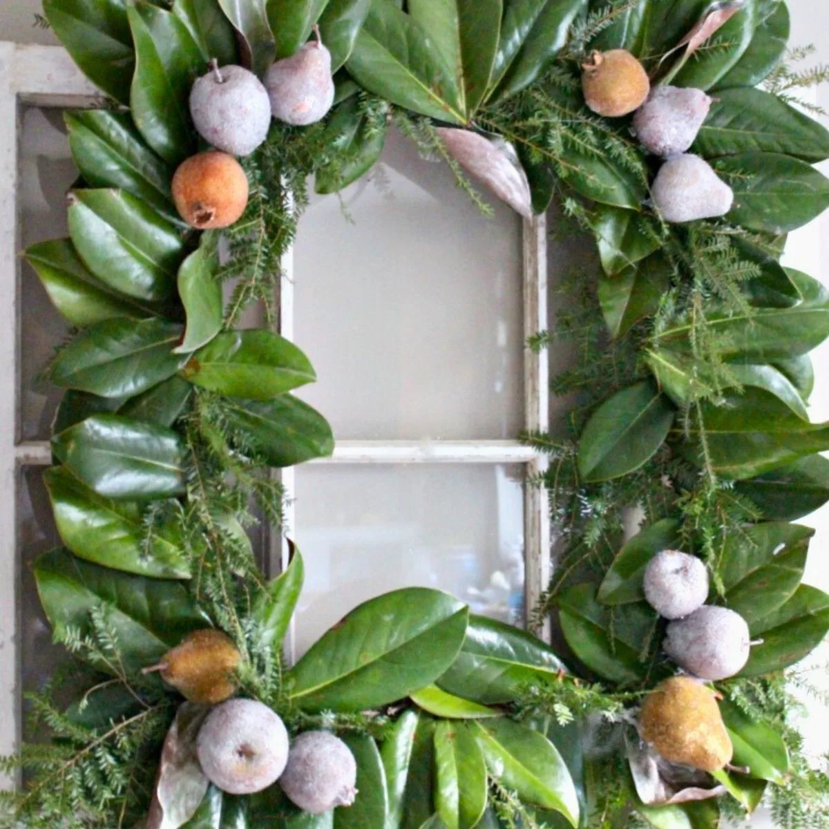 close up of magnolia wreath