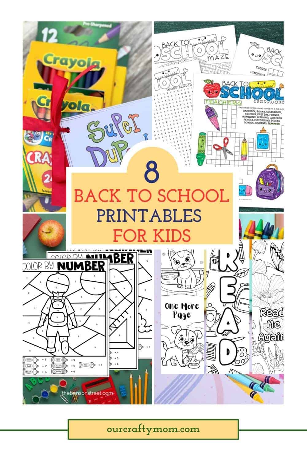 collage with 4 back to school printables