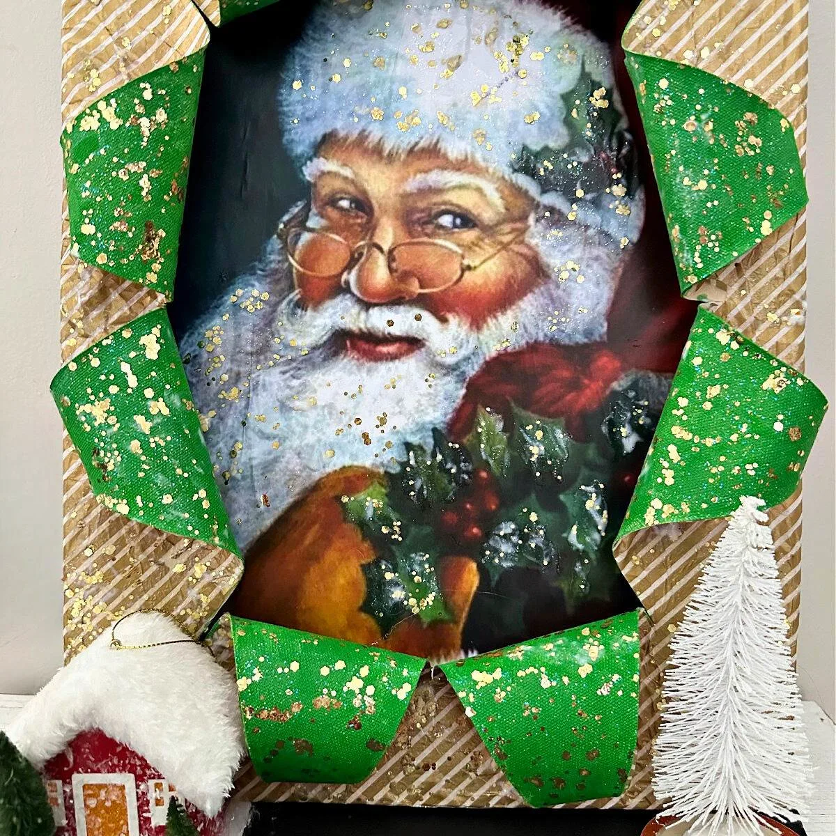 vintage santa busted canvas