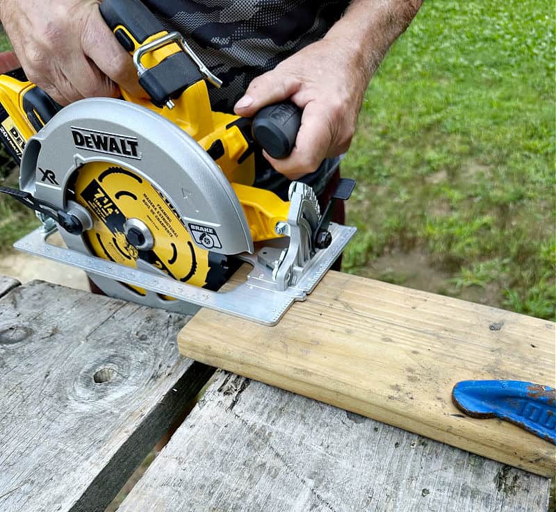 cutting wood boards for  mailbox