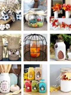 collage with 9 diy mason jar projects