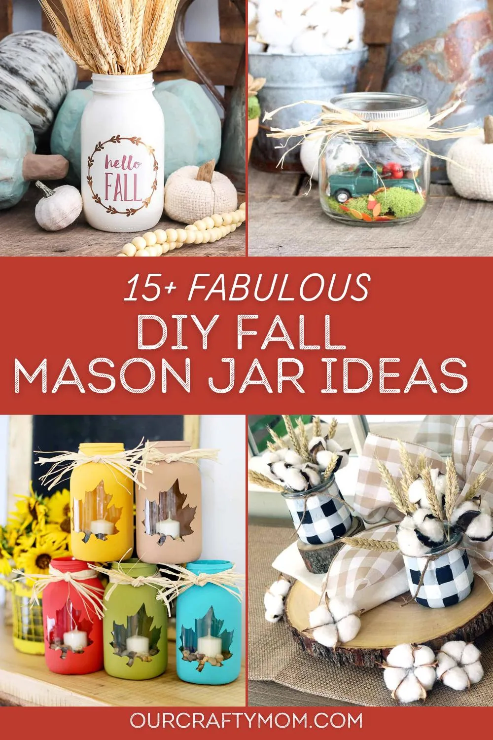 collage with 4 mason jar crafts