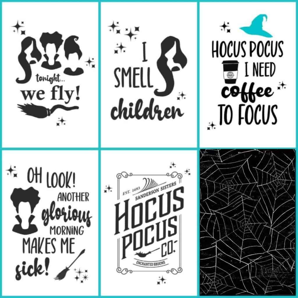 set of 5 free hocus pocus printables