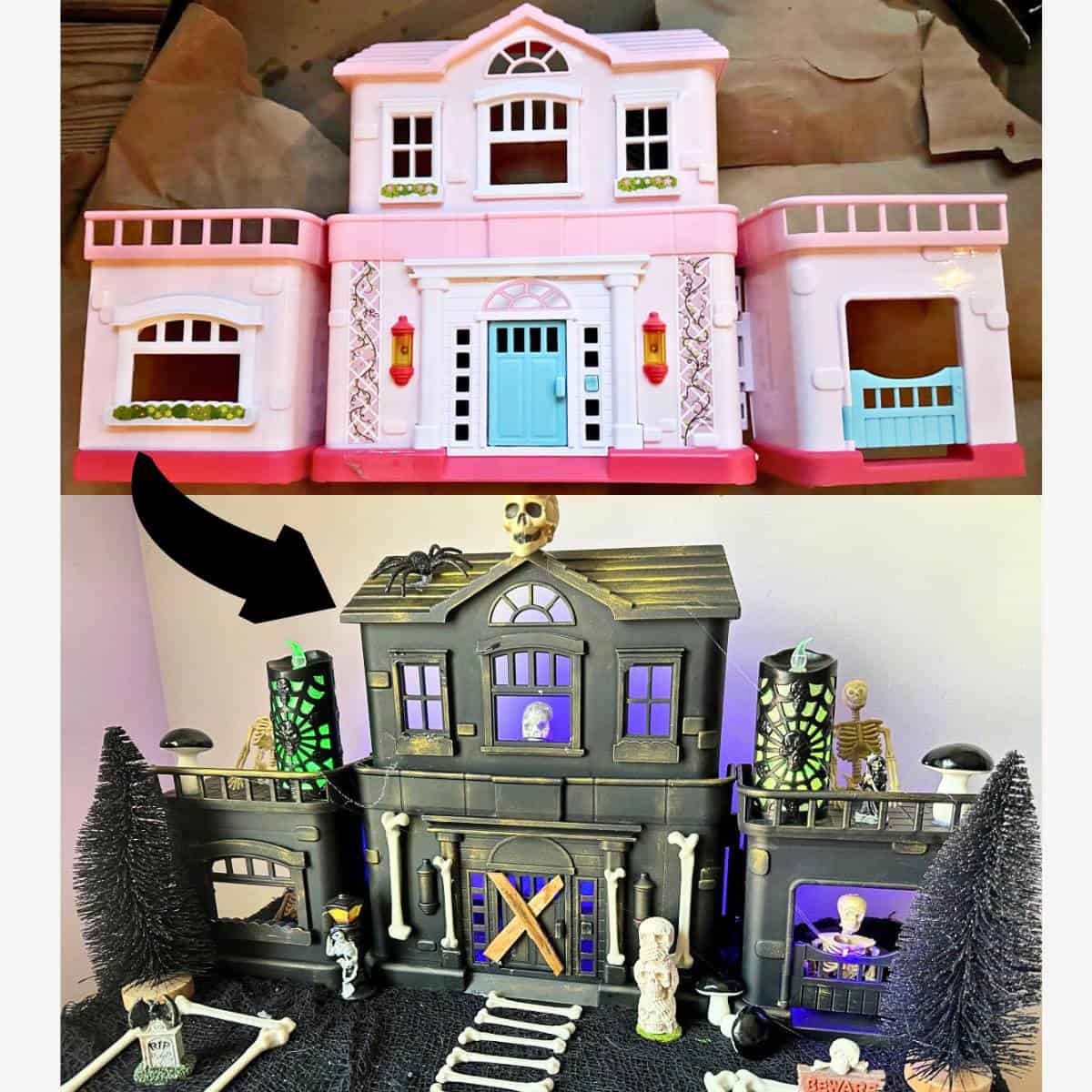 haunted house from dollhouse collage