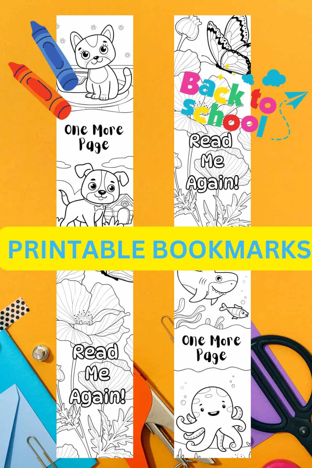 back to school printable bookmarks set of 4