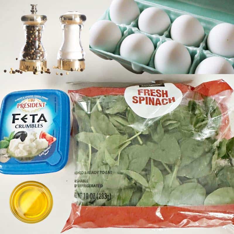 ingredients for spinach and feta frittata