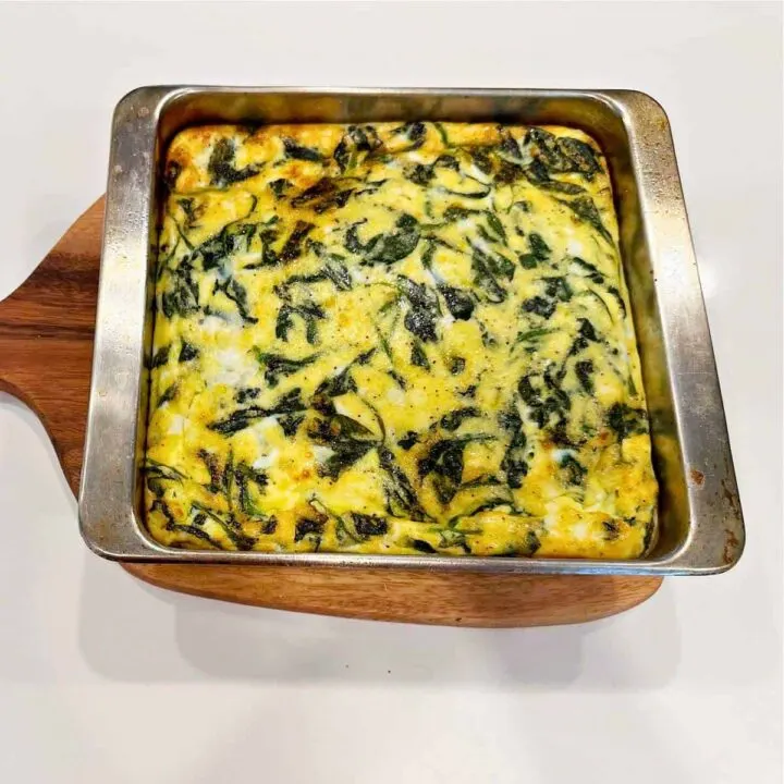 spinach and feta frittata on counter