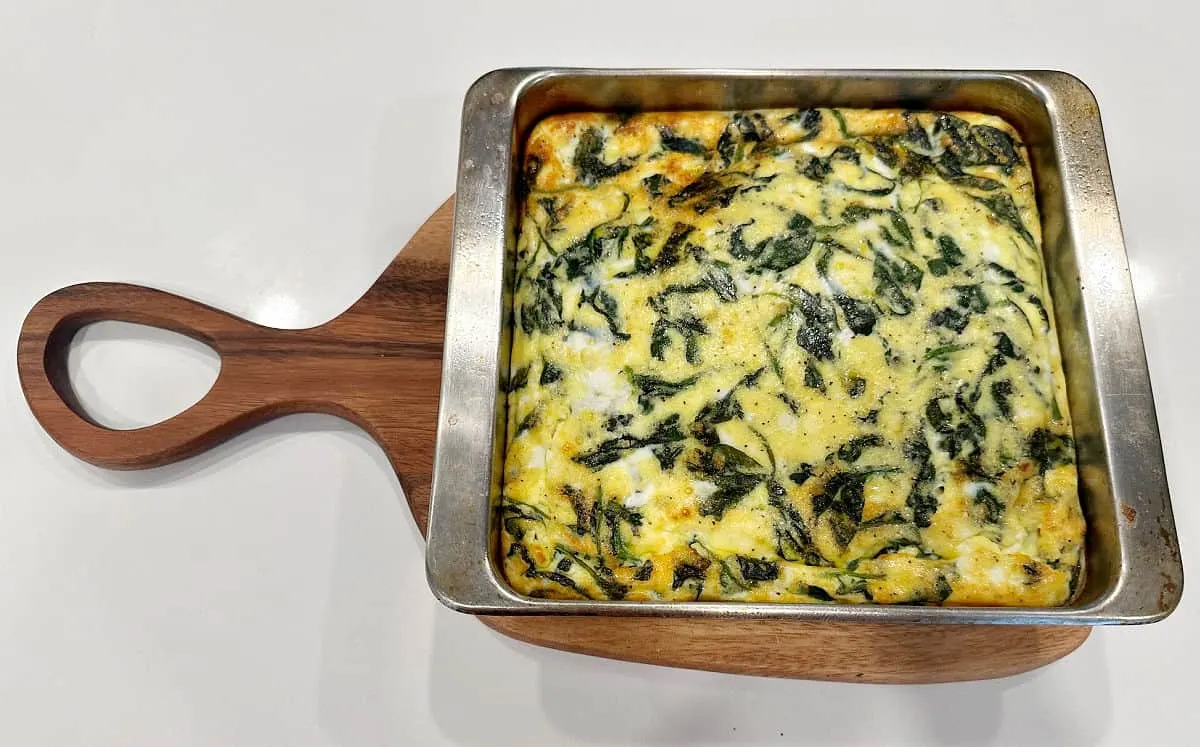 frittata on cutting board