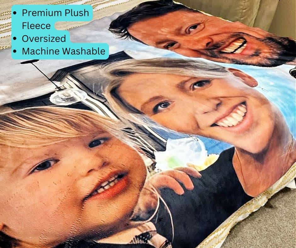 close up of custom photo blanket