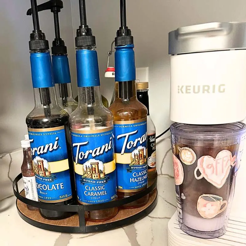 syrups in coffee station