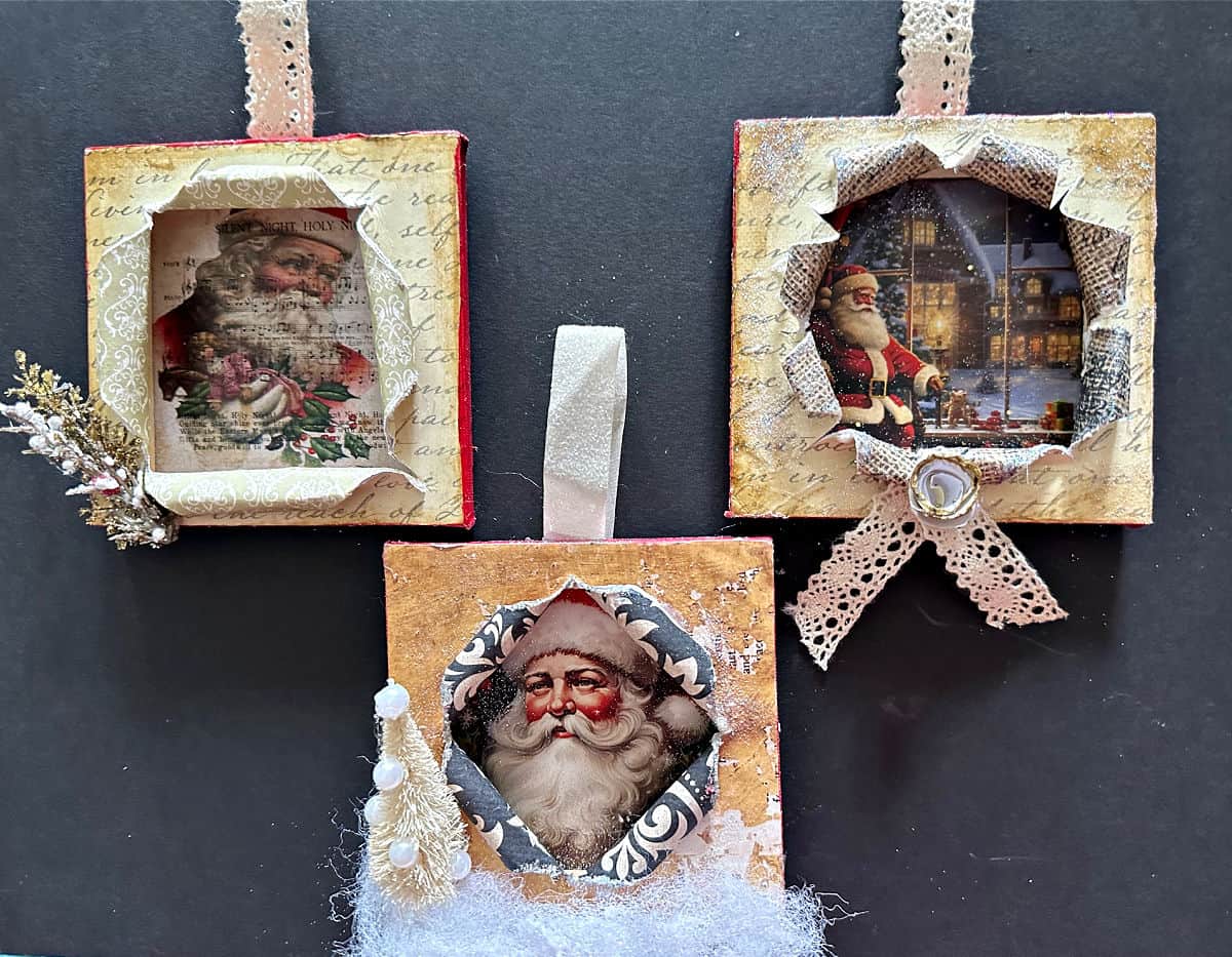 Christmas ornaments mini busted canvas