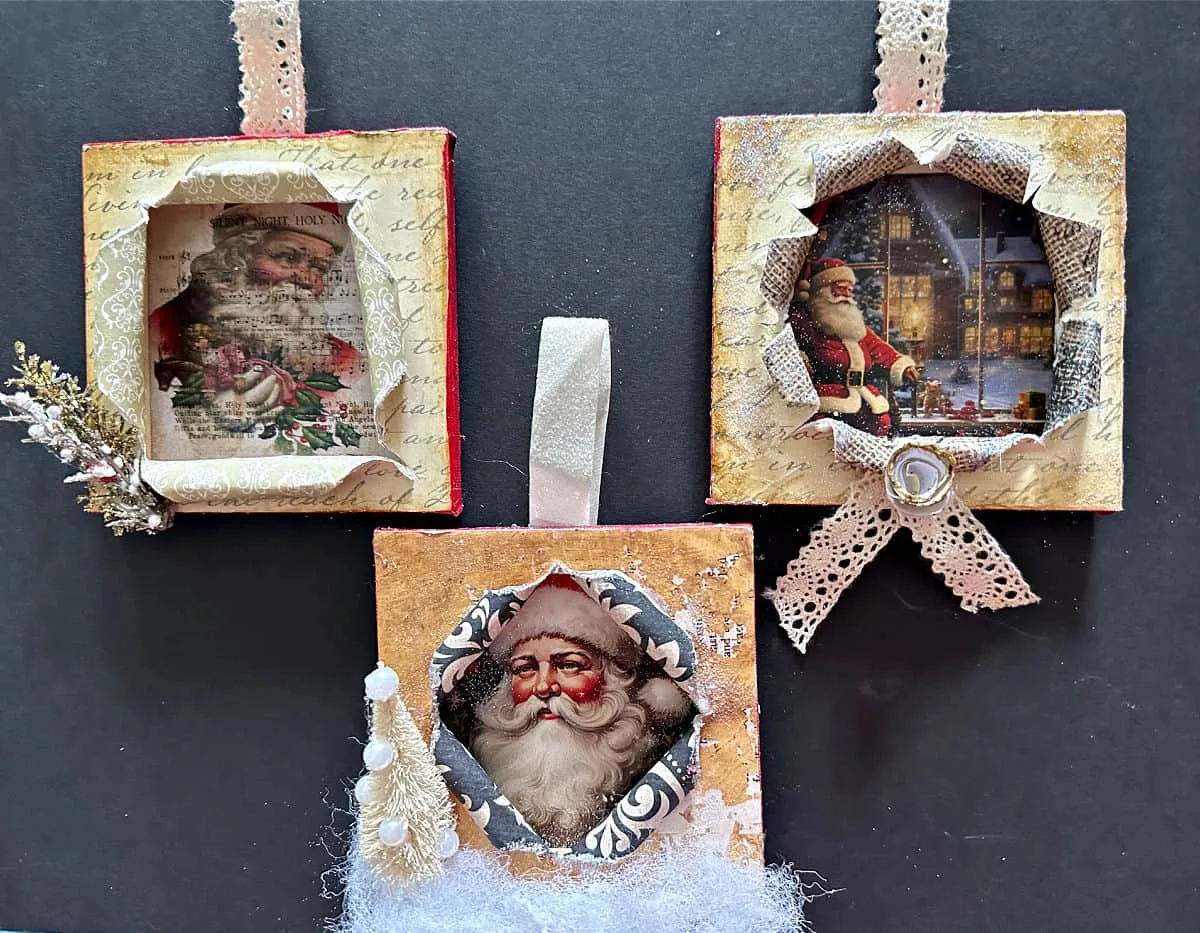 Christmas ornaments mini busted canvas