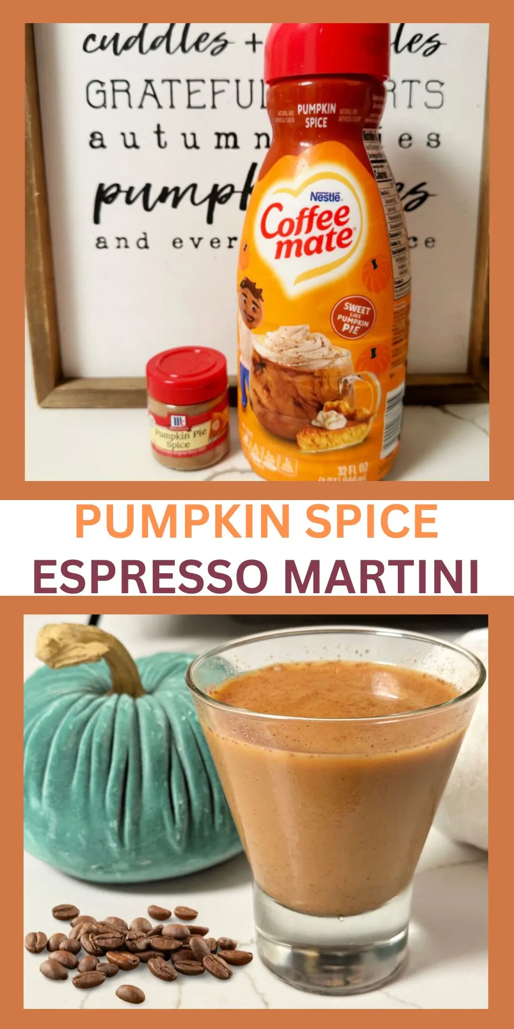 pumpkin spice espresso martini collage