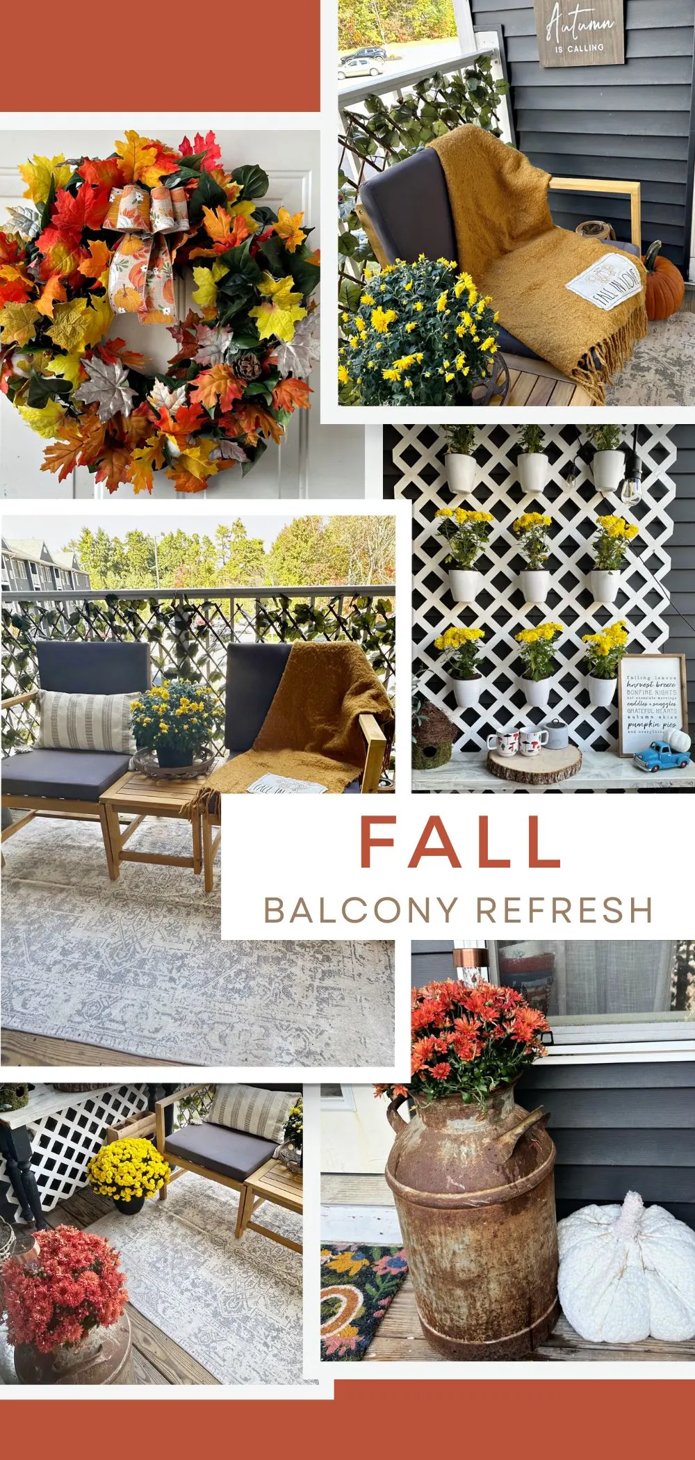 fall balcony collage with 6 images and text overlay