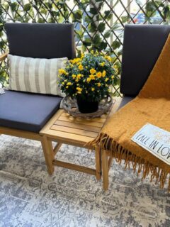 fall balcony with Lowe's patio set