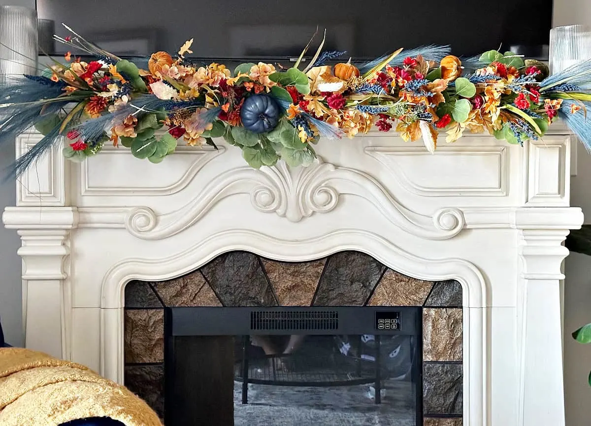 finished fall mantel garland