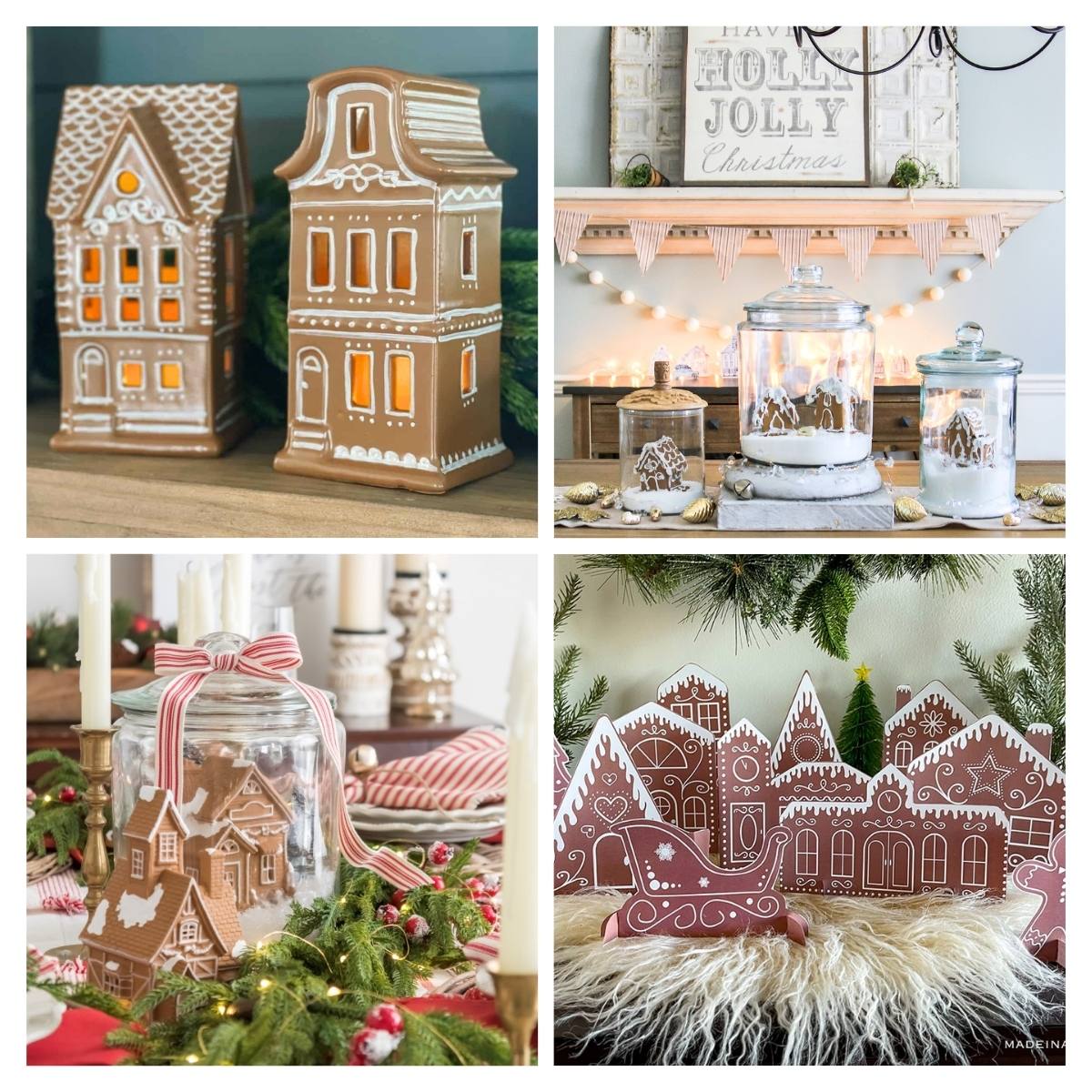 4 image collage gingerbread Christmas decor