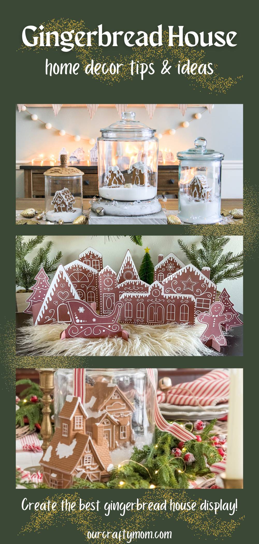 3 image collage gingerbread house decorating ideas