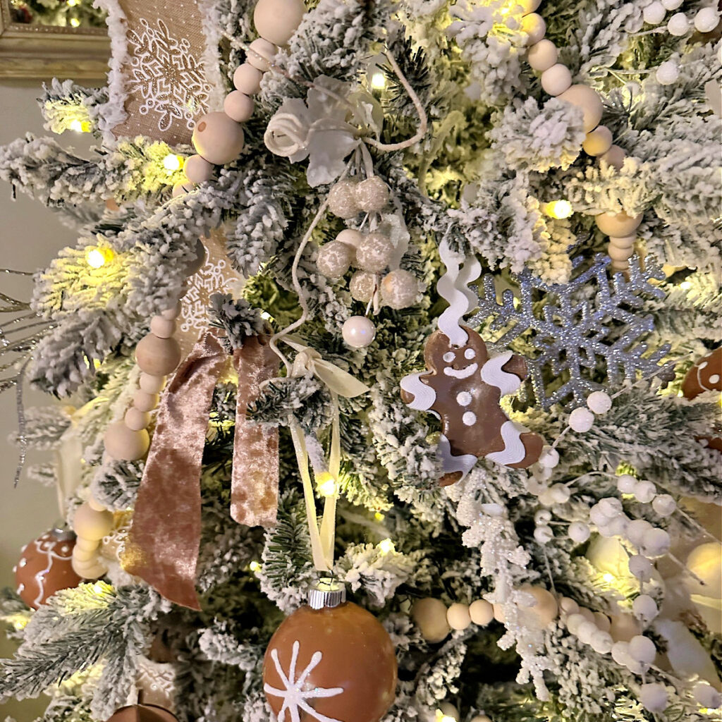 gingerbread themed flocked tree from king of christmas