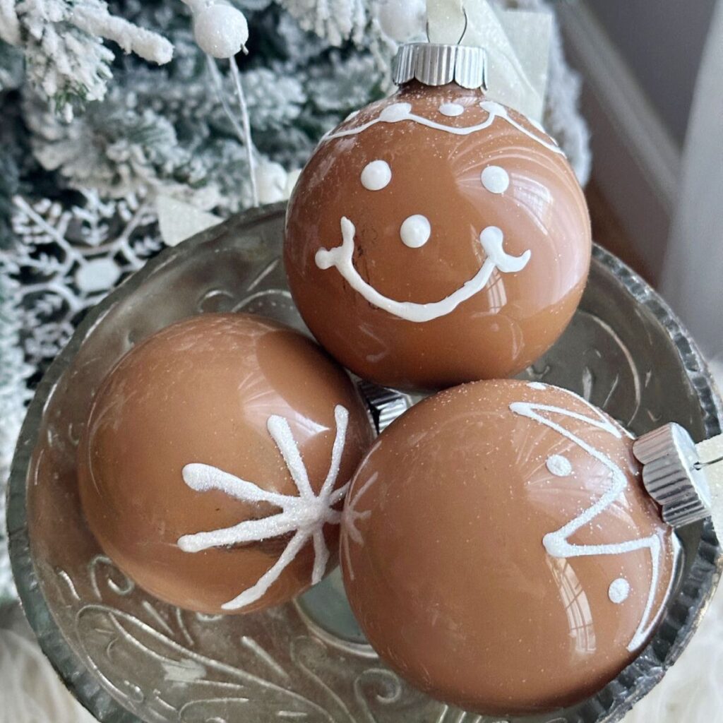 3 painted gingerbread christmas ornaments